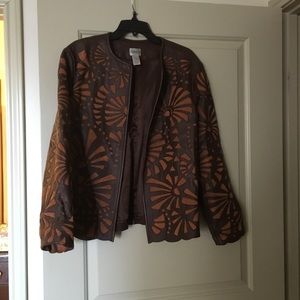 Leather cut out Chico’s vintage jacket